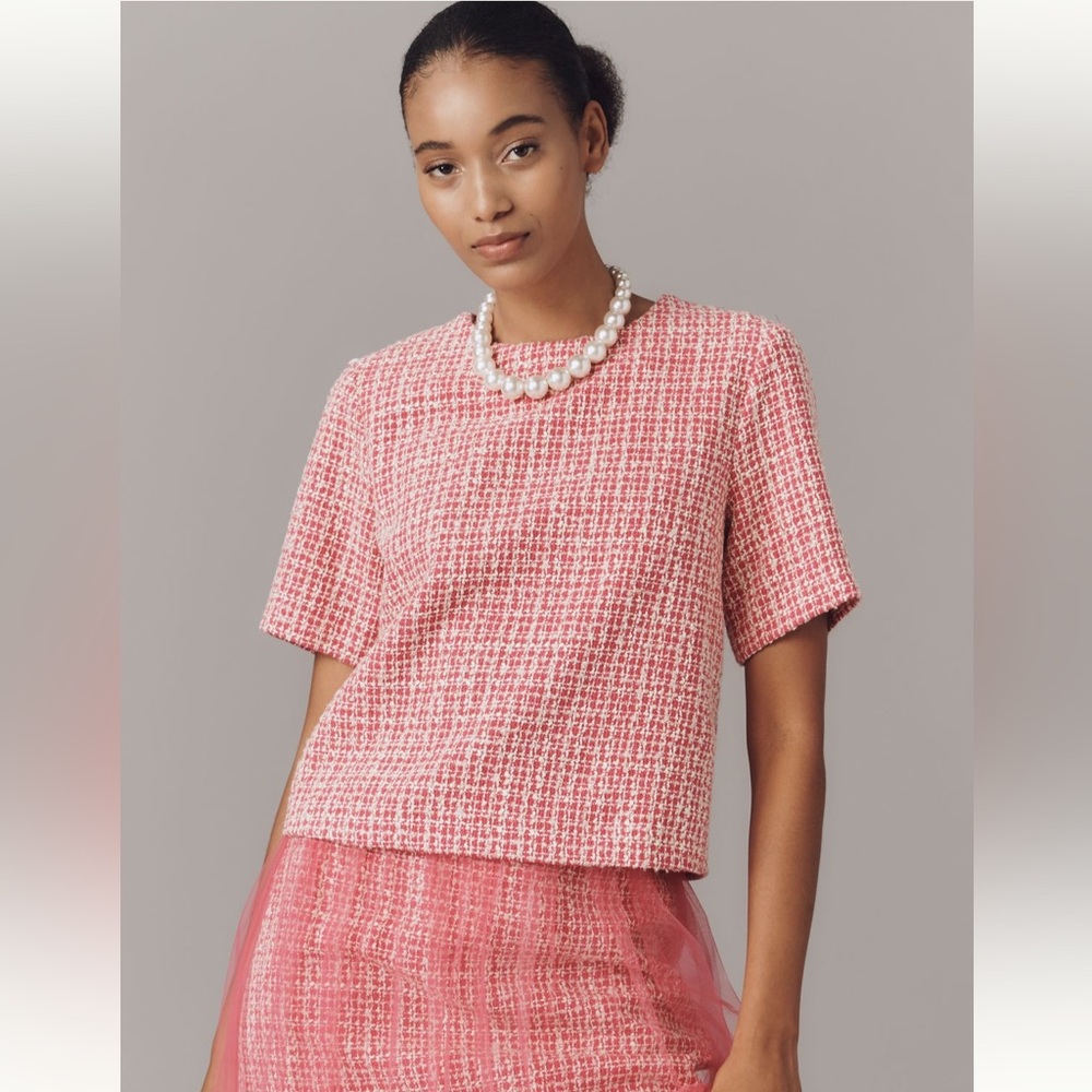 NWT Anthropologie Maeve tweed short sleeve top
